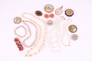 Vintage Kitsch Mixed Jewelry Aurora Borealis Resin Mother of Pearl Porcelain x15