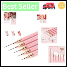 Easy Grip 5PCS Metallic Nail Art Brush Set - Perfect for Stunning Nail Patterns