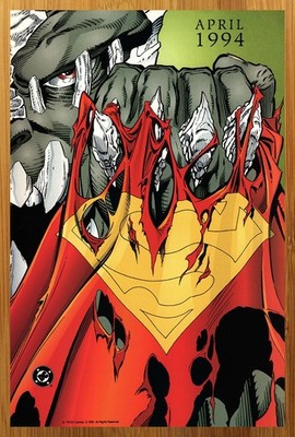 1994 DC Comics Death of Superman Print Ad/Poster Official Doomsday Promo Art 90s