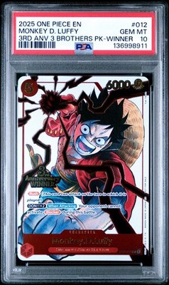 ワンピース カードゲーム PSA10 3RD ANNIVERSARY LUFFY IS THE MAN 2025 ONE PIECE 3RD ANNIVERSARY WINNER 3 BROTHERS #012 MONKEY D