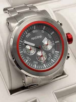 Red Line Quarz Chronograph Herrenuhr 50050 Edelstahl Armband Rot Grau Sportlich - Bild 1 von 4