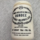 Vintage Dundee Orange Marmalade Jar Milk Glass/Lid 16oz. James Keiller & Son LTD