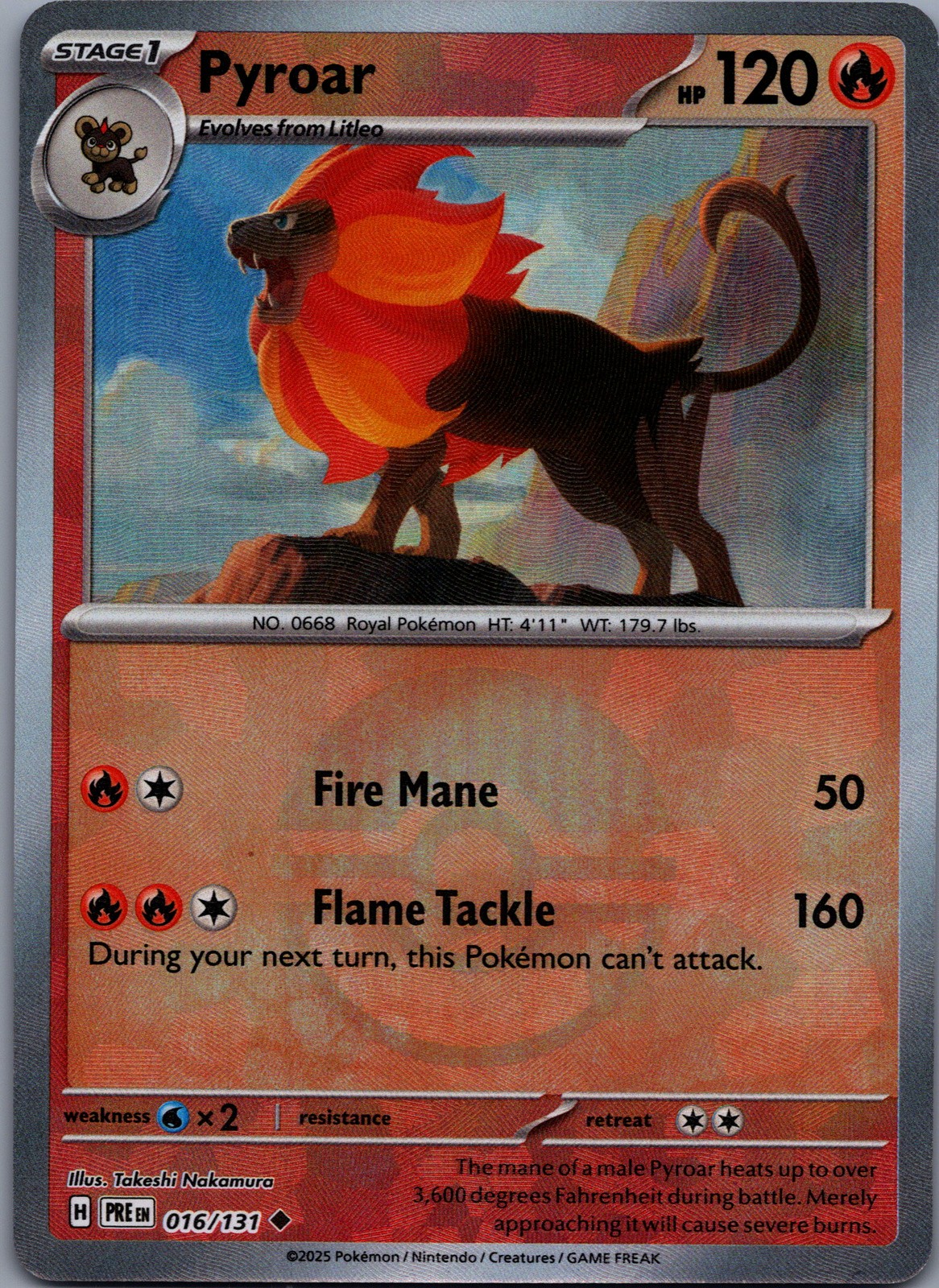 Pyroar [Poke Ball] 16/131 Prismatic Evolutions Uncommon NM