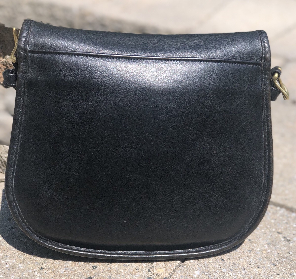 Vintage COACH Saddlery Bag 9535 Black 80s NYC Crossbody Shoulder