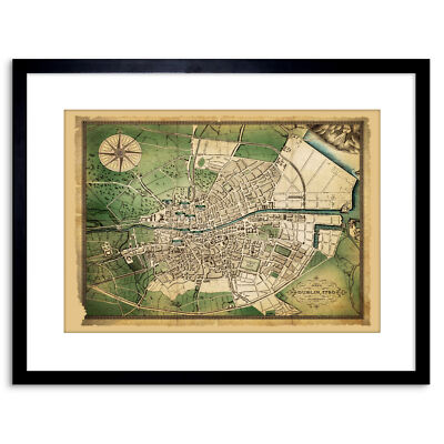 Travel Map Dublin Ireland 1780 Jameson New Framed Art Print 9x7 Inch