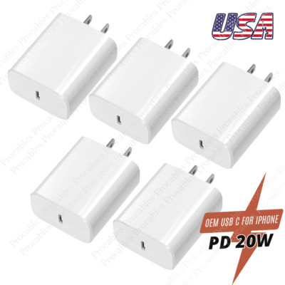 Lot PD 20W Type USB-C Fast Charger Adapter Block Cube For iPhone 16 15 14 13 12