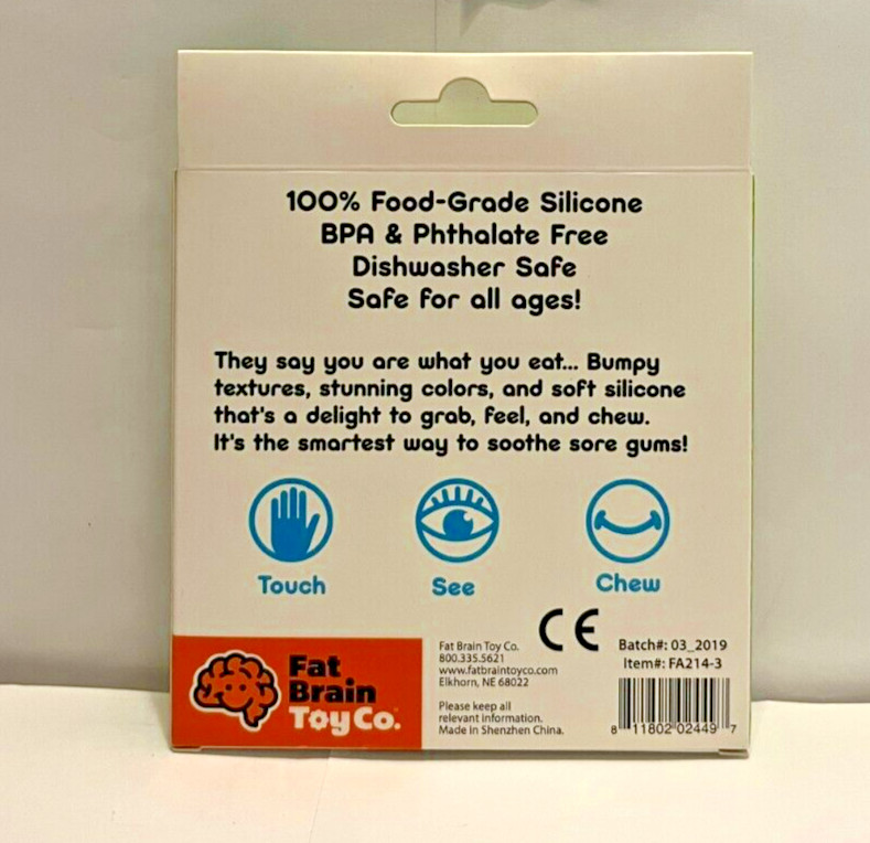 New! The Brain Teether- Baby Teething Toy BPA Free Green Fat Brain Toy Co.