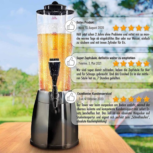 4L Biertower XXL - Zapfsäule Trinksäule Trinktower Getränkespender Biersäule - Bild 6 von 8