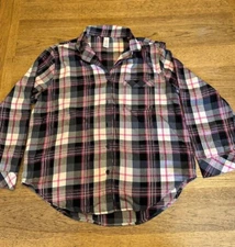 Victoria’s Secret Black Pink Plaid SMALL REGULAR Flannel Long Sleeve Sleep Top