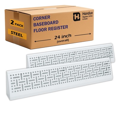 [2 Pack] Fits 24'' Baseboard Space | Corner Baseboard Register by Handua | Dec...