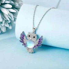 Owl Pendant Necklace with Rhinestone Accents Holiday, Birthday, Anniversary Gift