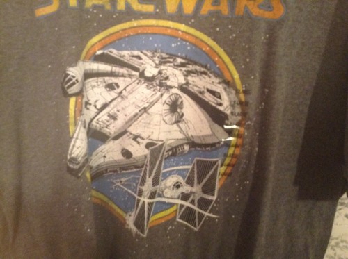 New W Tags Star Wars Retro Style T Shirt Adult XLarge gray w Millennium Falcon - Picture 2 of 5