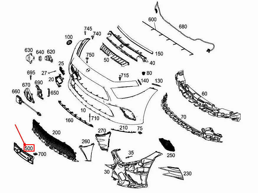 MERCEDES-BENZ CLS C257 Kennzeichenhalter für Frontstoßstange A2578805501
