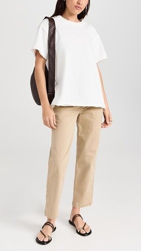 NWT AMO LILLIAN CROP CHINO COTTON TROUSERS 27 KHAKI RETAIL $300 - Picture 9 of 10