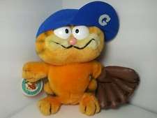 Vintage 1981 Garfield In Blue Baseball Hat Glove Plush Toy All Original Tags