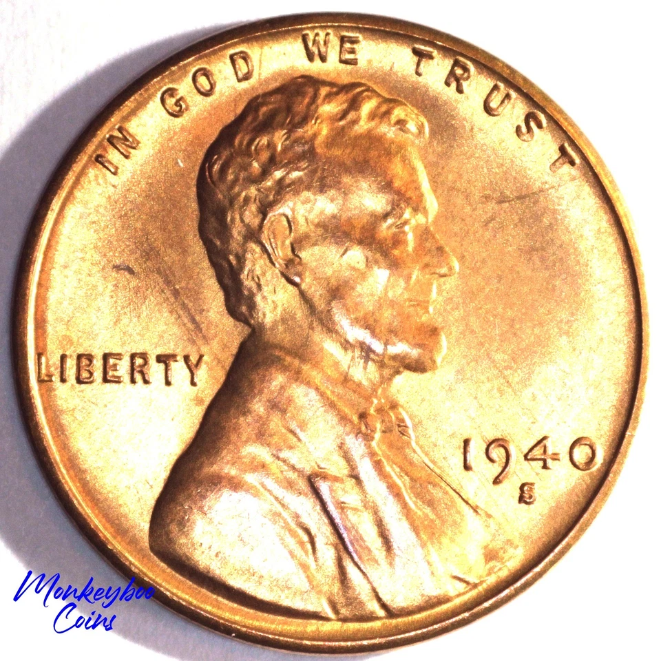 1940 S Lincoln Wheat Cent -Repunched Mint Mark RPM-007 - BU - Coneca Top 100 RPM - Image 3 of 4