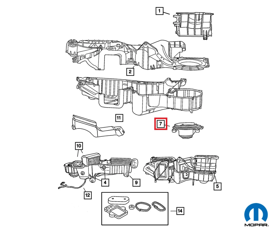 Motor soplador original Mopar 05073567AA con ventilador Chrysler PT Cruiser nuevo Foto 2 de 3