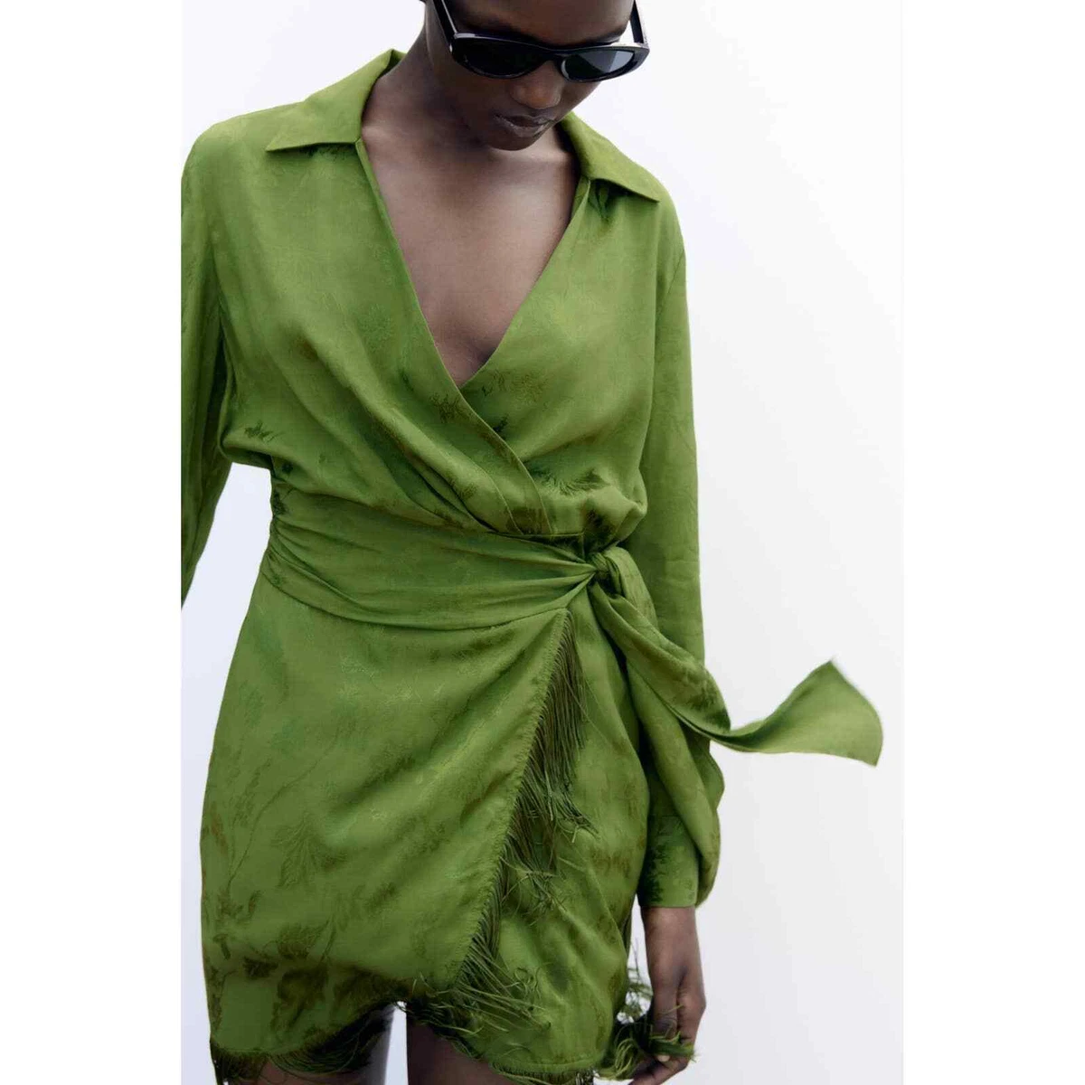 Zara fringed jacquard clearance dress