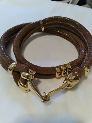 Vtg 90s JML Snakeskin Taupe/Gold Belt 32'' XL