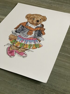9X12 PRINT RRL RL RLX PRL POLO BEAR SPORT LAUREN USA ART US-RL