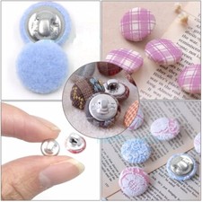 100pcs/lot #16-36 DIY handmade fabric buttons Bread Shape Round Button Metal