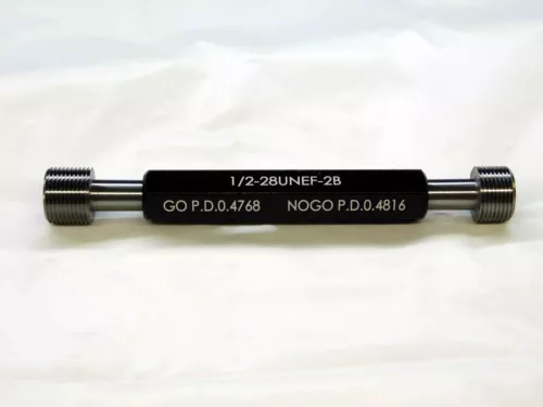 NEW 1/2 28 UNEF 2B THREAD PLUG GAGE .5 GO NO GO P.D.'S= .4768 & .4816 TOOLING