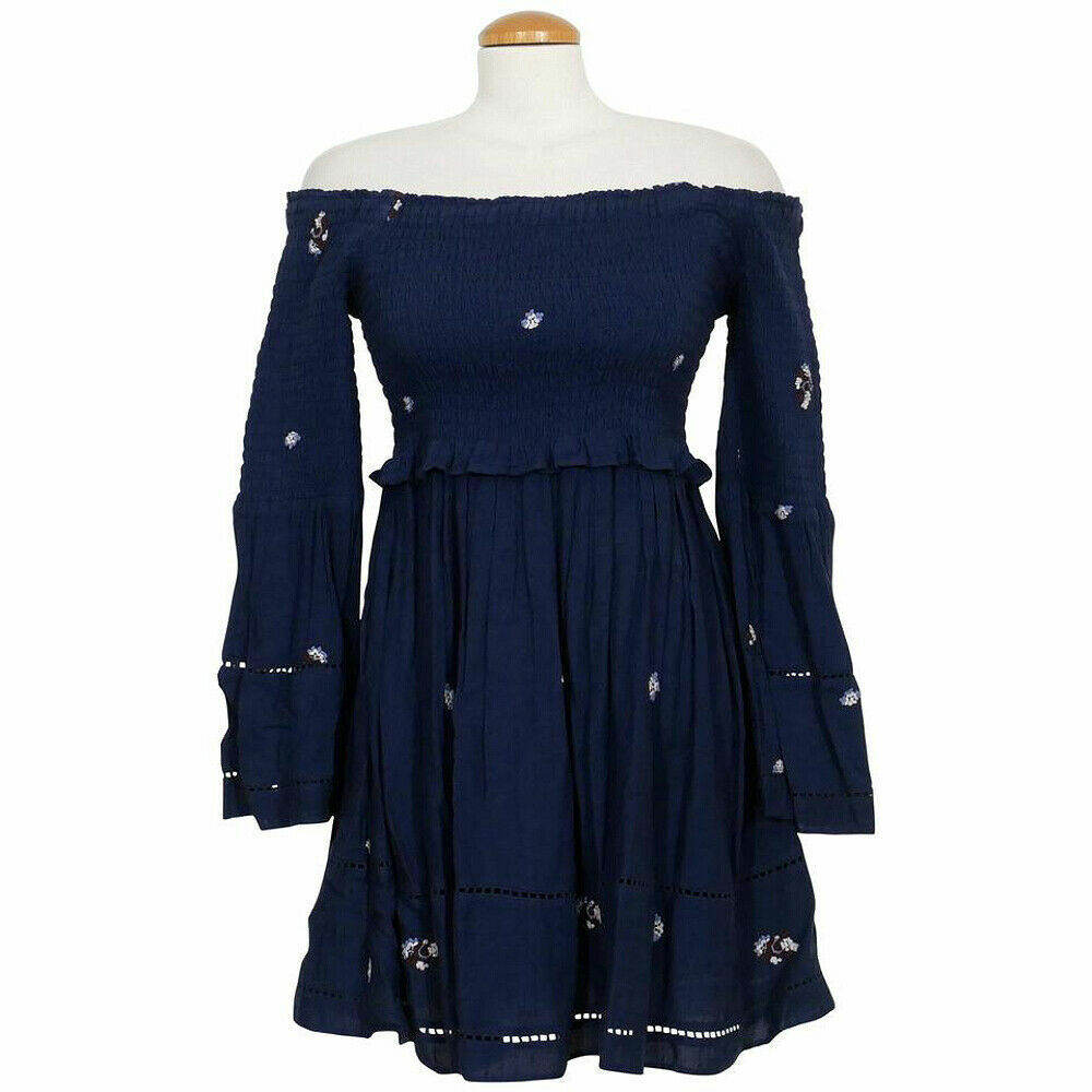 free people counting daisies embroidered off the shoulder dress Free People Counting Daisies Embroidered Off-The-Shoulder Dress