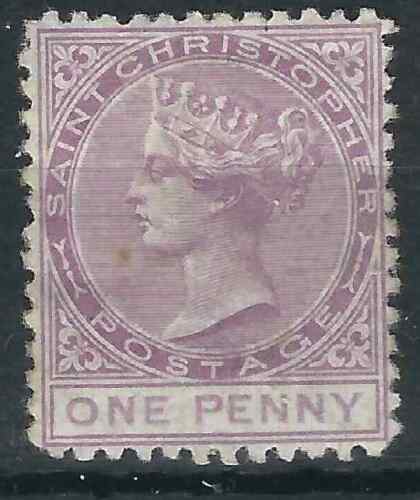St Christopher Stamps 2 SG 2 1d Lilac pf 12½ MH XF 1870 SCV $82.50 - 第 1/1 張圖片