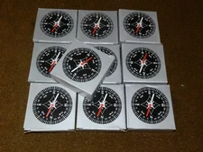 Lot Of Ten 2" Diameter Black Plastic Compass (es)