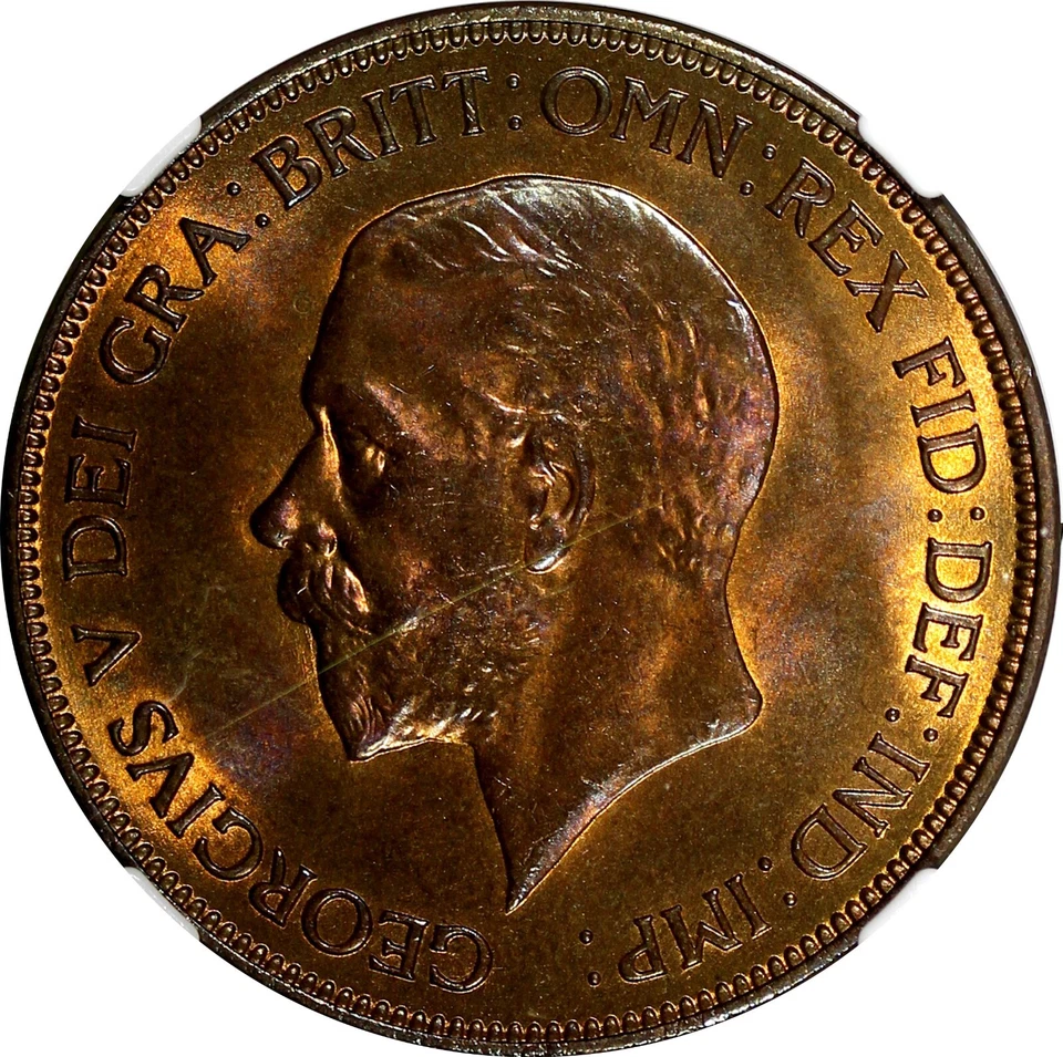 GREAT BRITAIN George V Bronze 1935 1 Penny NGC MS64 RB NICE TONING KM# 838 (06) - Image 4 of 4