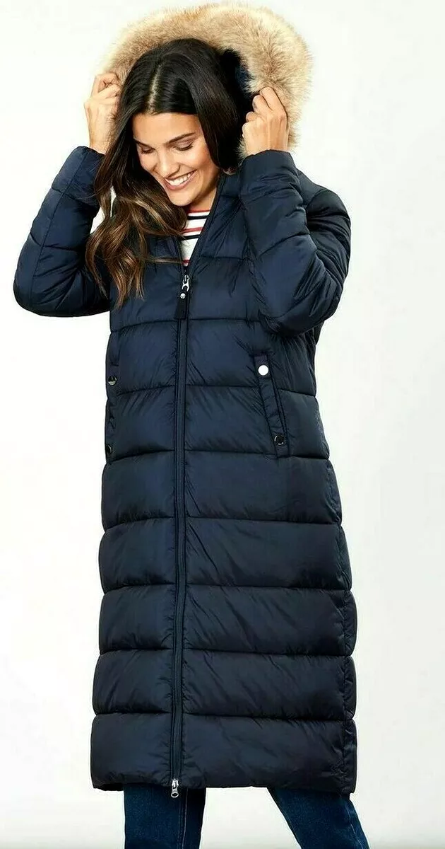 Joules BNWT Touchline Longline Removable Fur Trim Padded Coat UK16