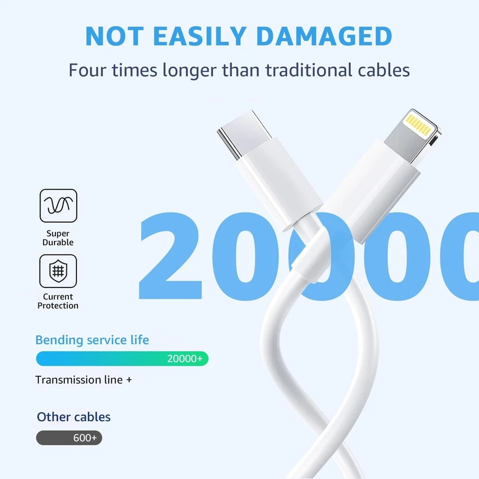 for iPhone Charger cable USB C Fast Charging Cable Type C Lead 14/13/12/11/X Pro - Image 4 of 4