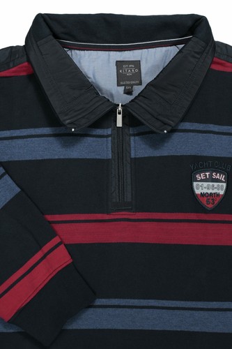 Kitaro Sweatshirt Sweattroyer Shirt Herren Dunkelblau Grau Baumwolle Plusgröße - Picture 7 of 7