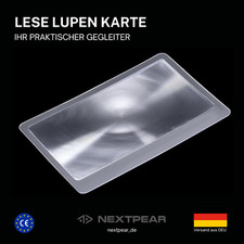 Blattlupe, Leselupe, 3x Vergrößerung, Kreditkartenformat, PVC, Taschenlupe, Lupe