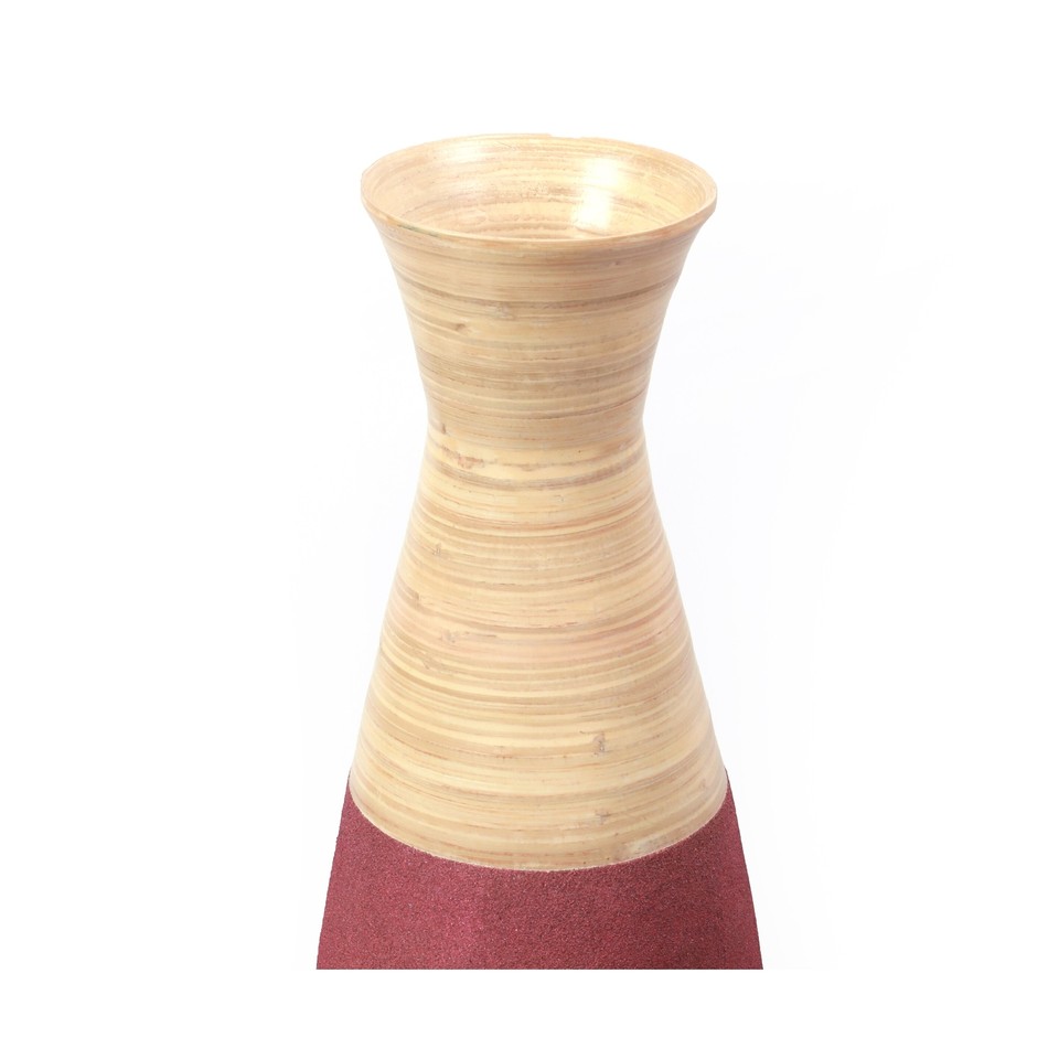 31.5 inch Tall Handcrafted Bamboo Floor Vase, Burgundy and Beige eBay