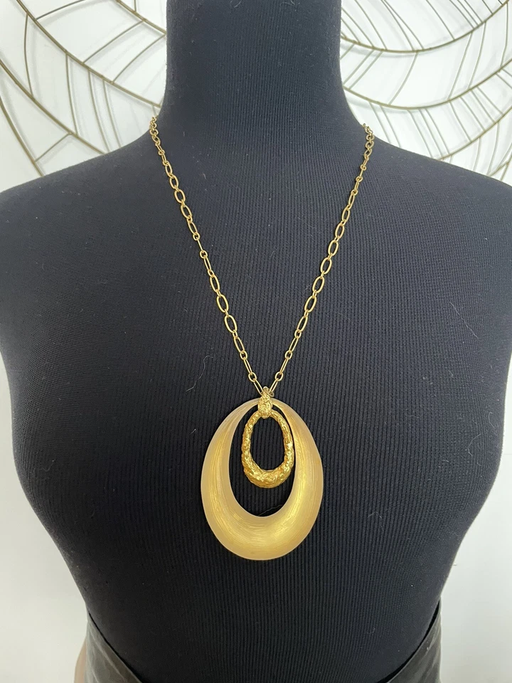 Auténtico Collar Alexis Bittar Grande Neón Oro Amarillo Lucita/Órbita Dorada Foto 2 de 4