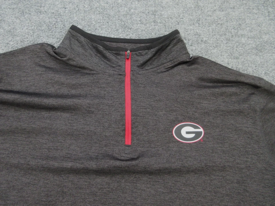 Suéter Georgia Bulldogs Para Hombres XL Gris Manga Larga Cuarto Cremallera UGA Performance Foto 3 de 4