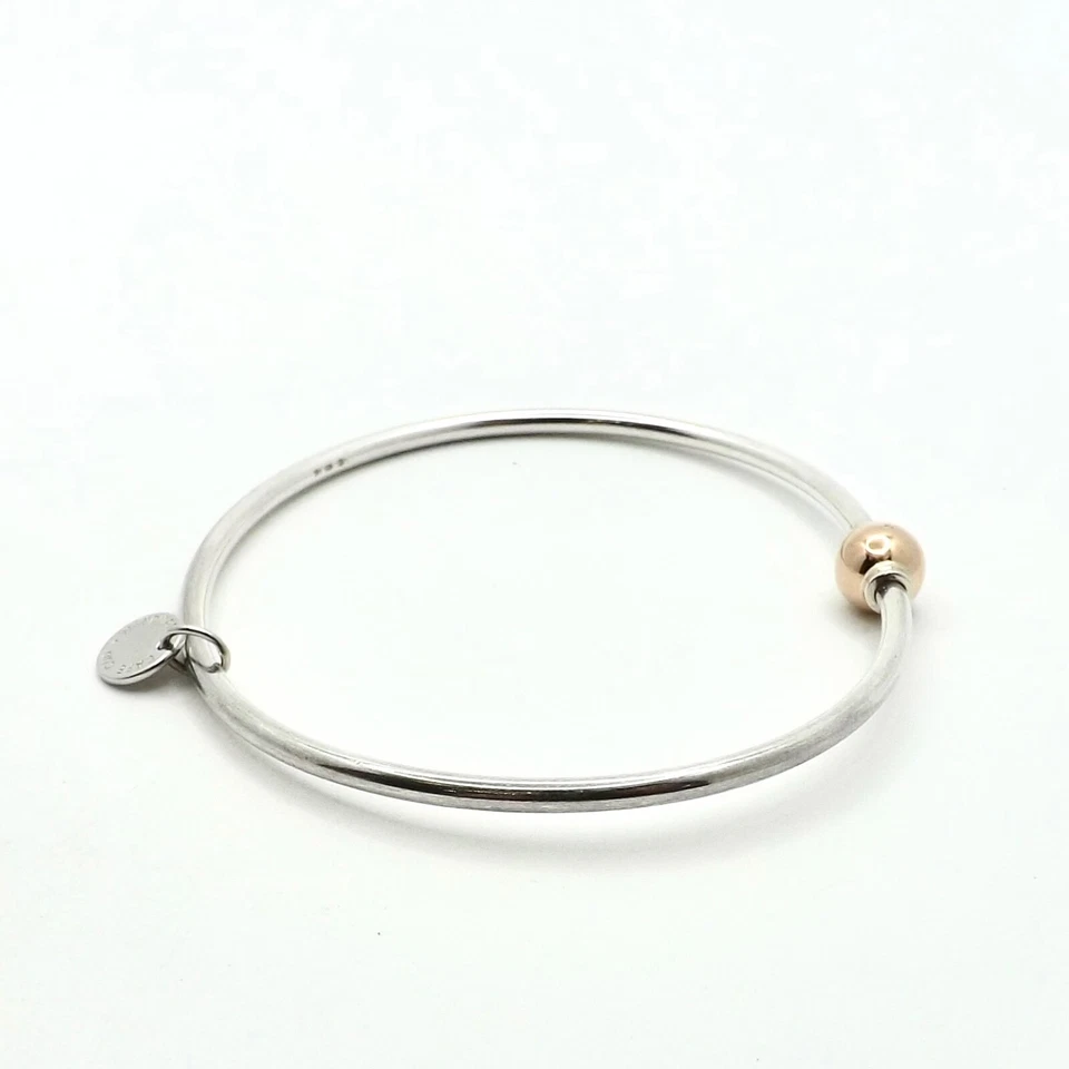 Cape Cod Lifestyle 14K Rose Gold Ball Sterling Silver Bangle Bracelet Rare - Image 4 of 4