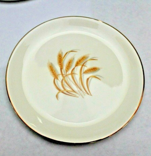 Homer Laughlin Golden Wheat 22K Gold Trim 2 platos de pan de seis pulgadas y 4 platillos - Imagen 2 de 6