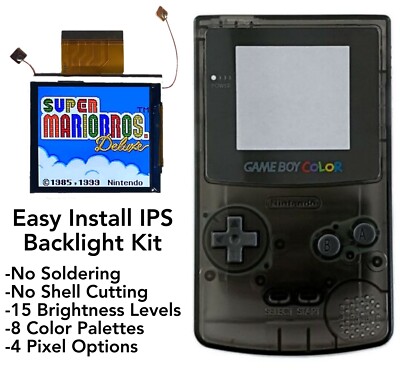 Gameboy Color IPS Backlight NO SOLDER 2.45'' Drop in Kit + Shell for Game Boy GBC