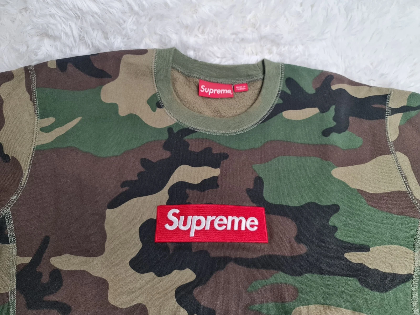 Boîte Supreme FW15 logo crewneck camouflage bois taille grande   100 % authentique 