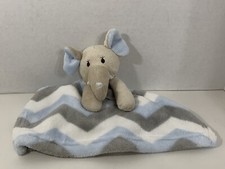 blue gray white chevron stripes elephant security blanket SL Home Fashions lovey
