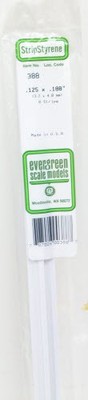 Evergreen Scale Models 388 .125'' x .188'' x 24'' Polystyrene Strips (Pack of 8)