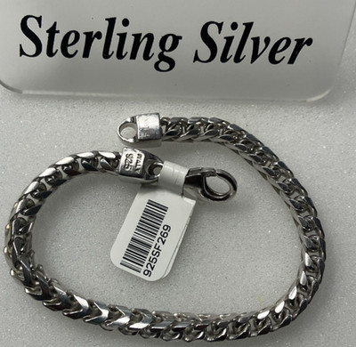 925 Sterling Silber massives Franco Gliederarmband 26,9 Gramm 5,2 mm 8,2'' Neu mit Etikett