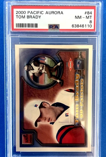 TOM BRADY 2000 #84 Pacific Aurora RC PSA 8