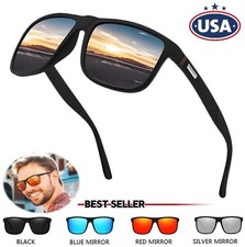 Men's Square Polarized Sunglasses Men TR90 Frame Driving Sports Sun Glasses USA