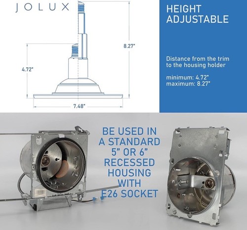 Jolux 5/6 Zoll LED Dosenleuchte verstellbar Einbaustrahler Retrofit Einbaustrahler 12W=60W 5000 - Bild 3 von 23