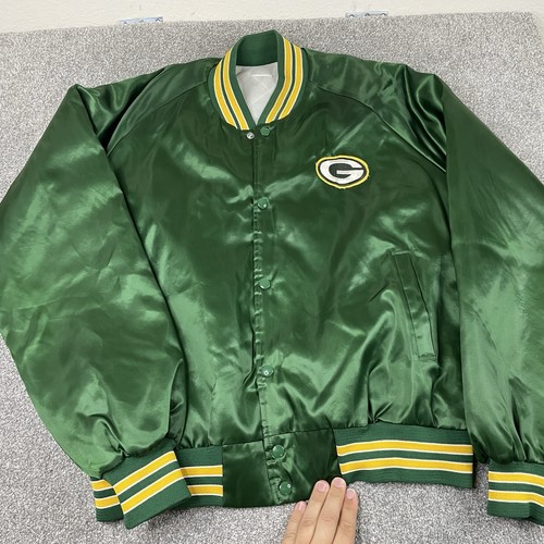 Vintage Green Bay Packers Chalk Line Satin Bomber Jacket Men XL 80s 90s Quilted - Picture 2 of 11