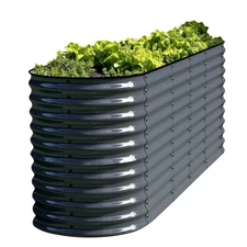 OLLE GALVANIZED RAISED GARDEN BED OUTDOOR: GARDEN PLAN MIDNIGHT GRAY
