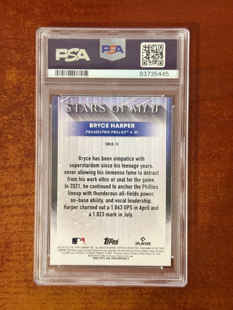 2022 Topps Bryce Harper Stars of MLB #SMLB15 PSA 9 Mint Insert view 2